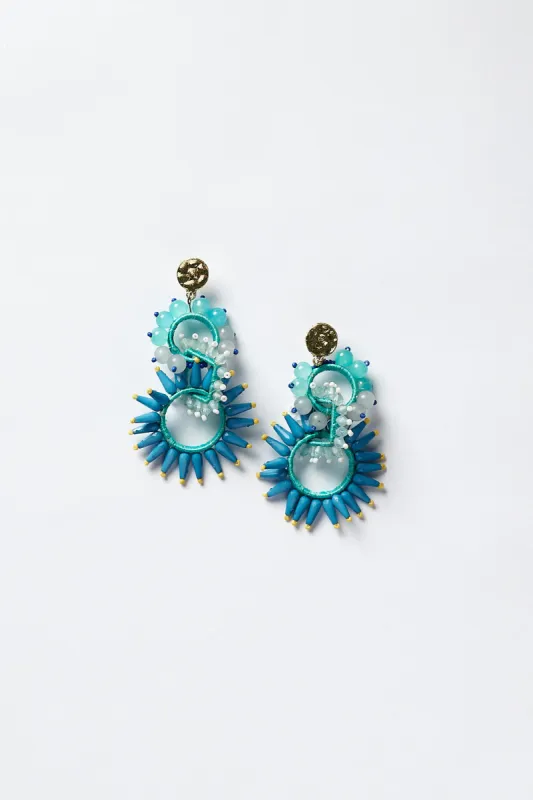 Briella Beaded Earring in Blue and Green sold by Adrift