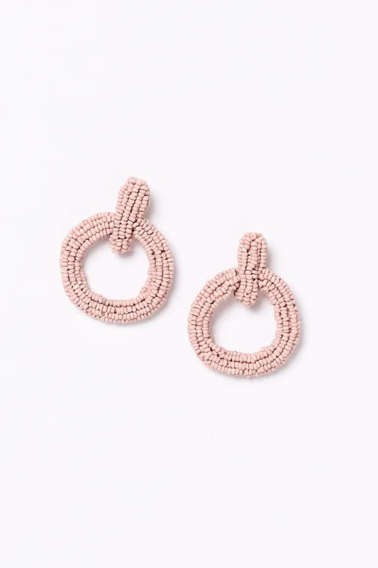 Beaded Circle Earrings in Dusty Pink sold by Adrift