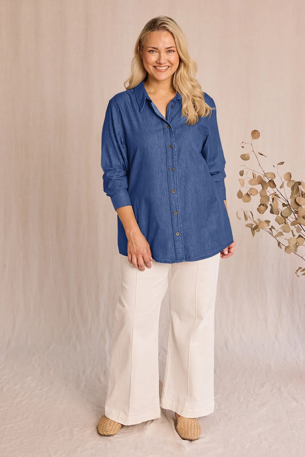 Sam Chambray Shirt in Mid Wash sold by Adrift product image thumbnail 3