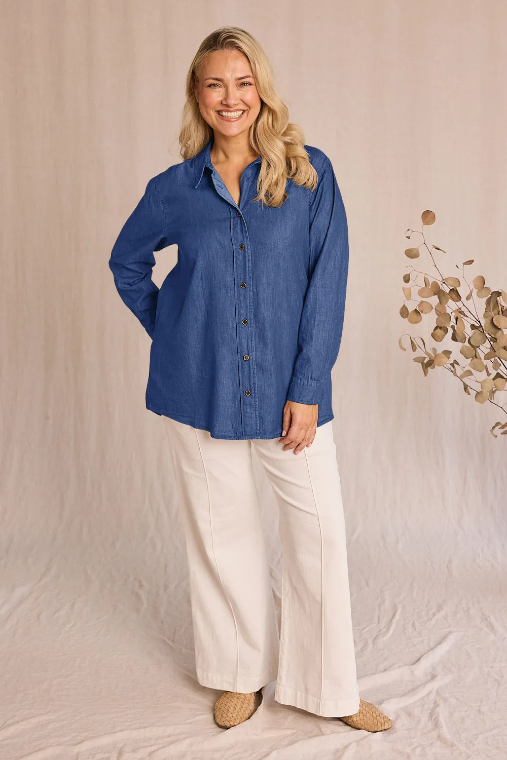 Sam Chambray Shirt in Mid Wash sold by Adrift product image thumbnail 4