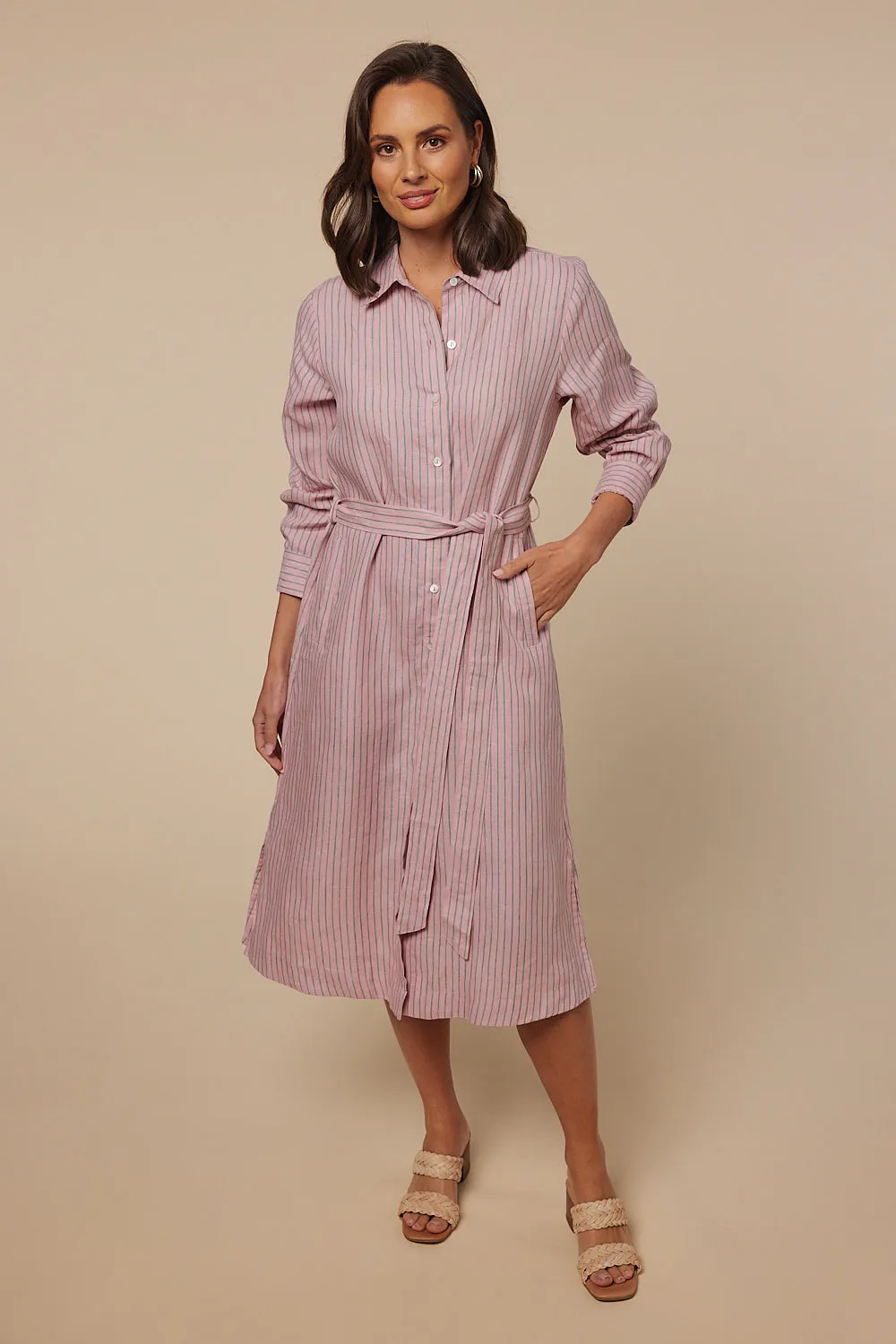 Abbey Linen Shirt Dress in Beverly Hills sold by Adrift product image thumbnail 3