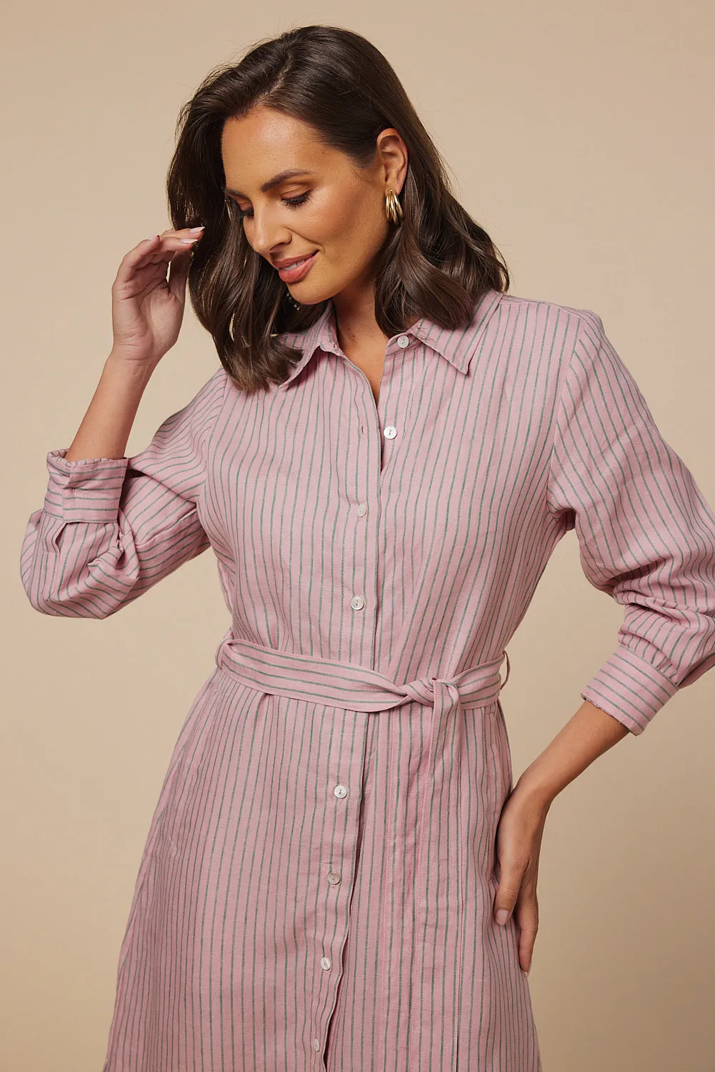 Abbey Linen Shirt Dress in Beverly Hills sold by Adrift product image thumbnail 2