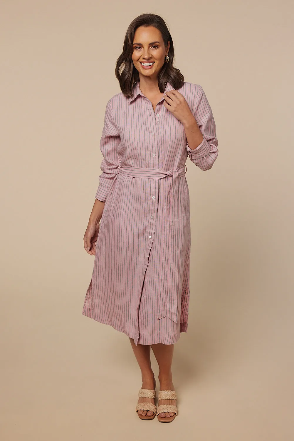 Abbey Linen Shirt Dress in Beverly Hills sold by Adrift product image thumbnail 5