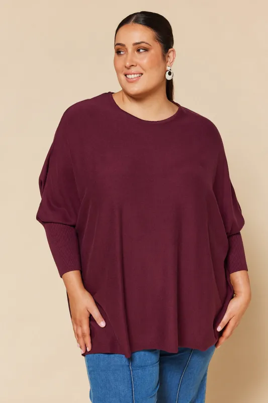 Mia Oversized Jumper in Plum sold by Adrift