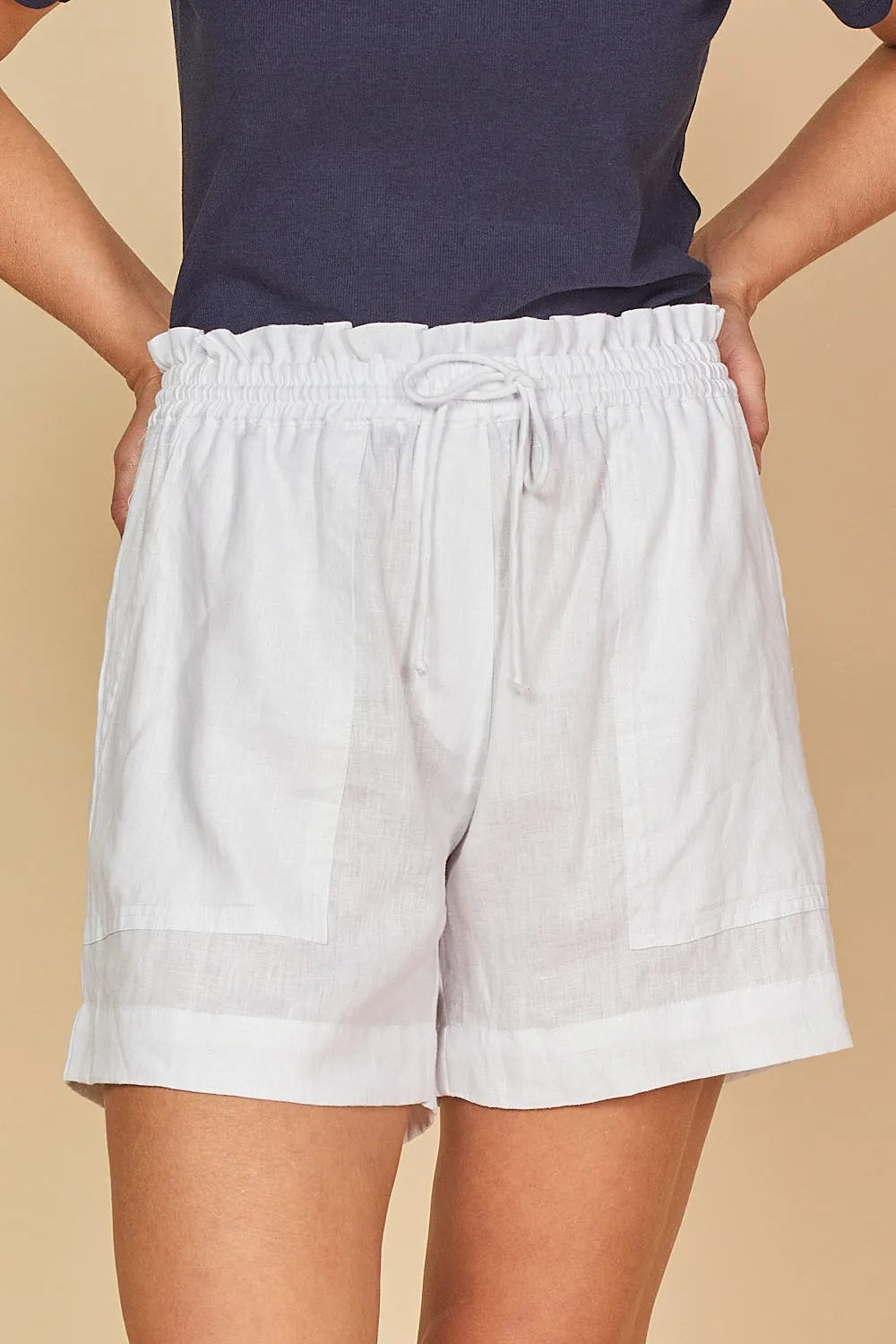 Lizey Linen A-Line Shorts in White sold by Adrift product image thumbnail 4