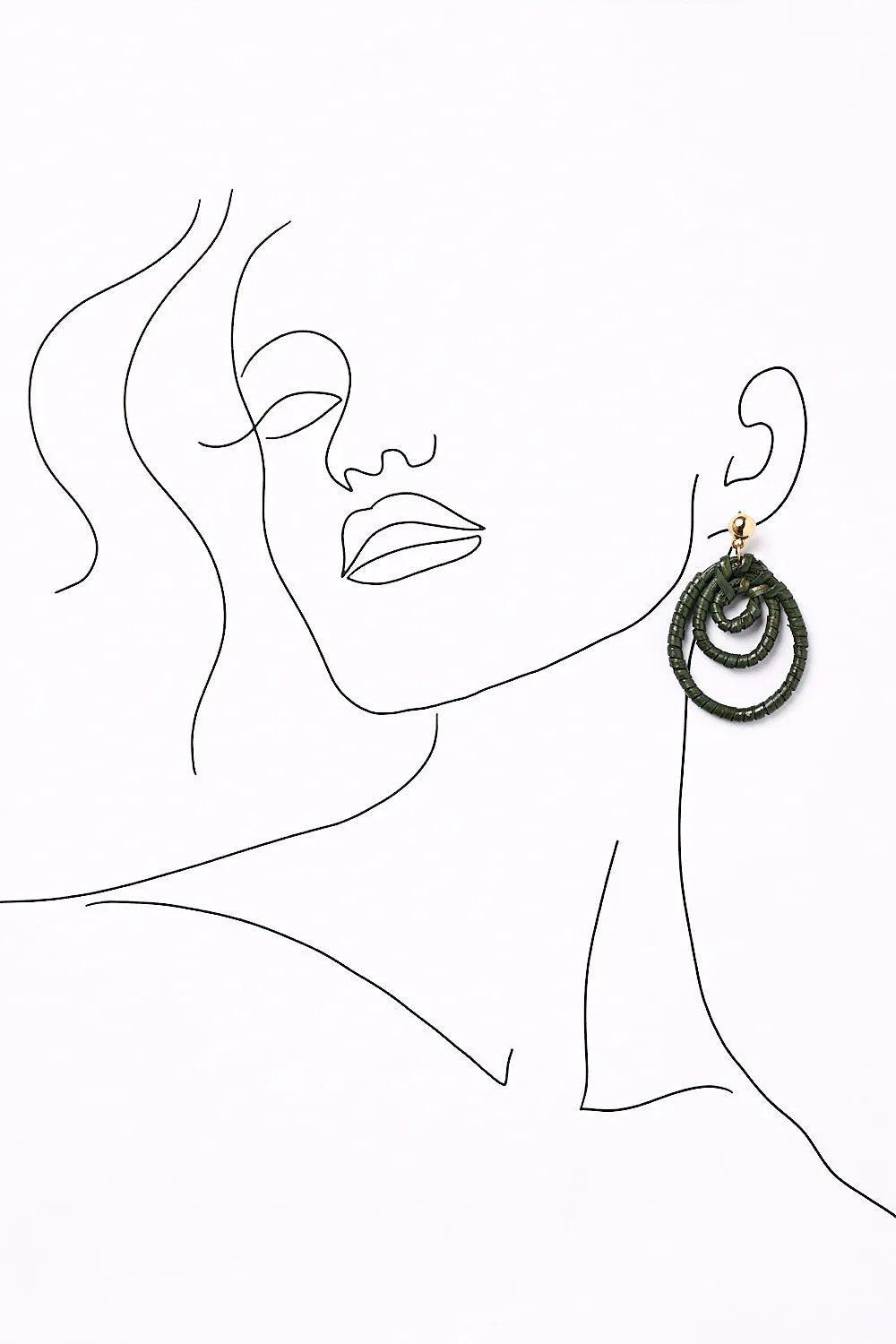 Three Hoop Drop Earrings in Olive sold by Adrift product image thumbnail 2