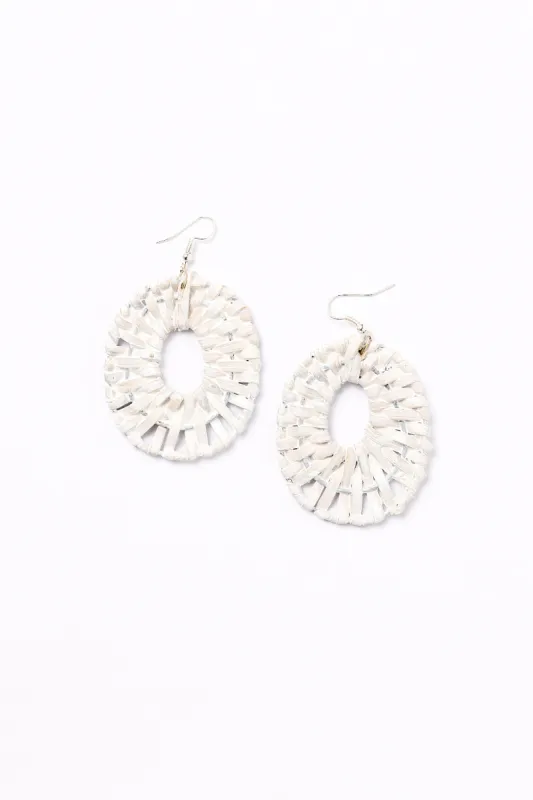Raffia Woven Earrings in White sold by Adrift