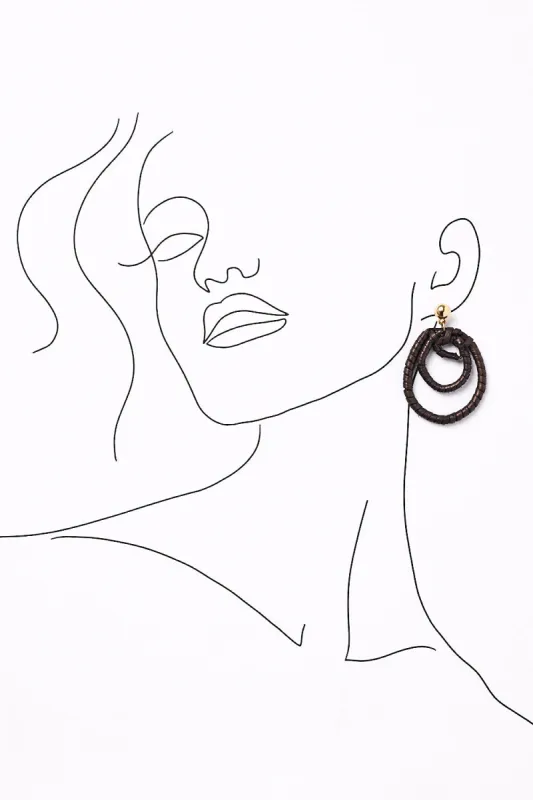 Three Hoop Drop Earrings in Coal sold by Adrift