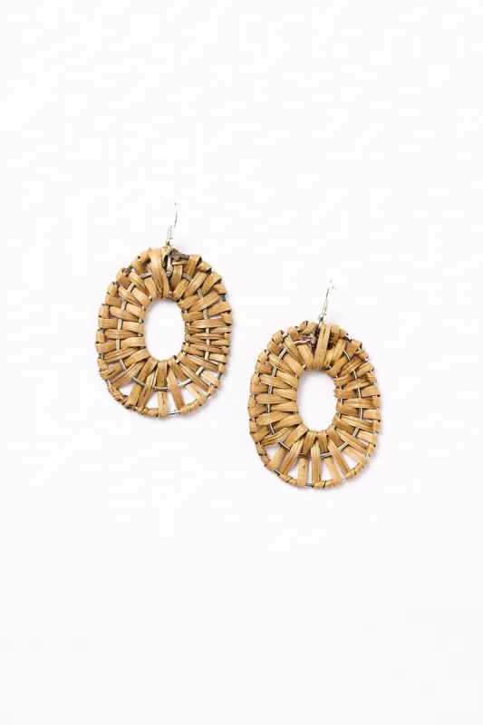 Raffia Woven Earrings in Natural sold by Adrift