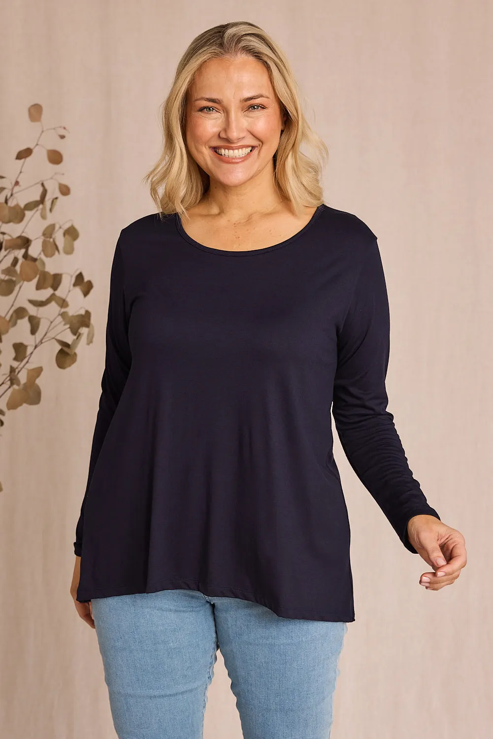 Long Sleeve Swing Tee in Navy sold by Adrift