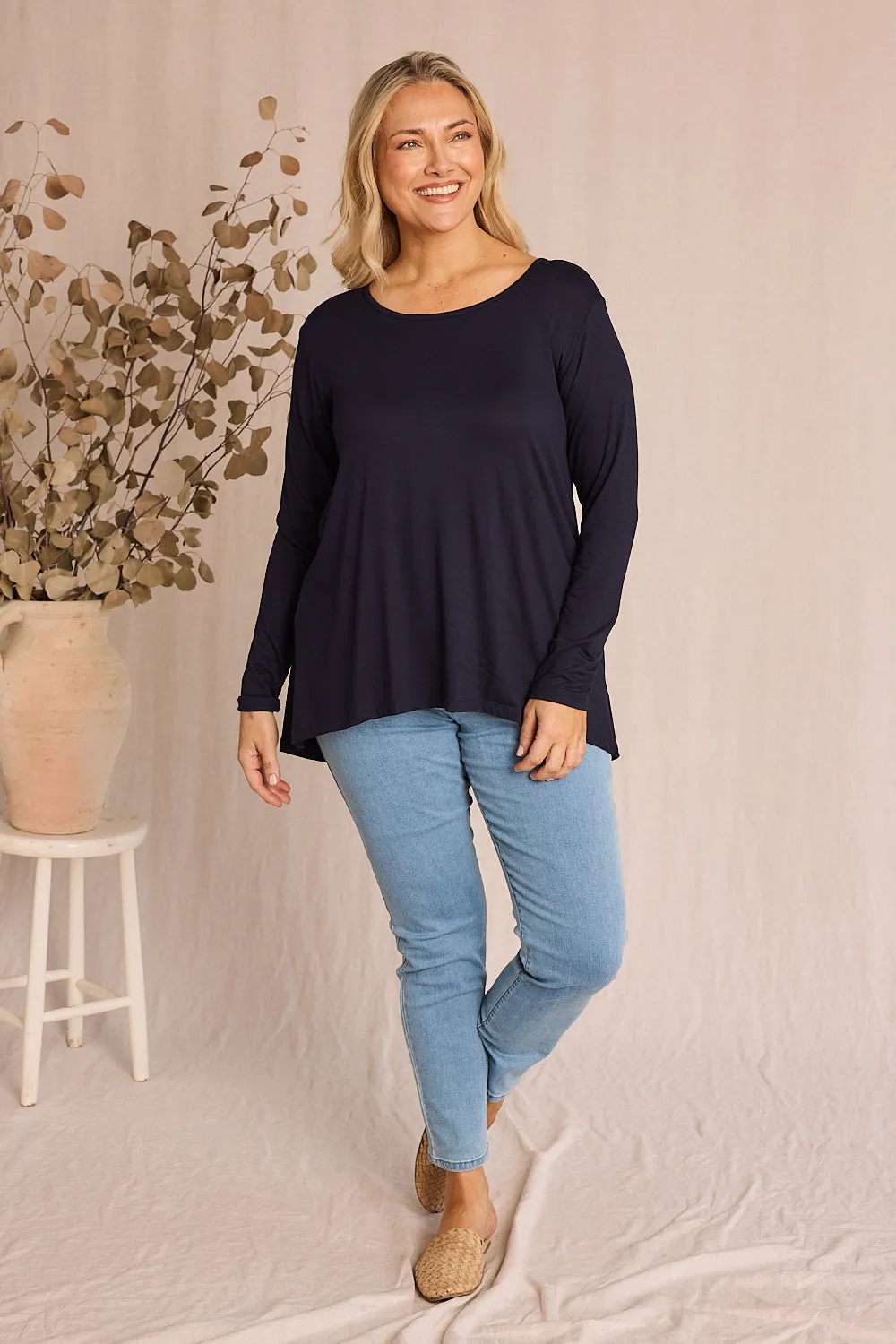 Long Sleeve Swing Tee in Navy sold by Adrift product image thumbnail 2