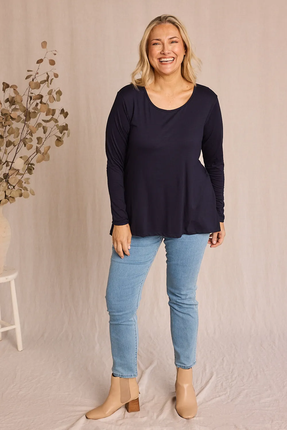 Long Sleeve Swing Tee in Navy sold by Adrift product image thumbnail 3