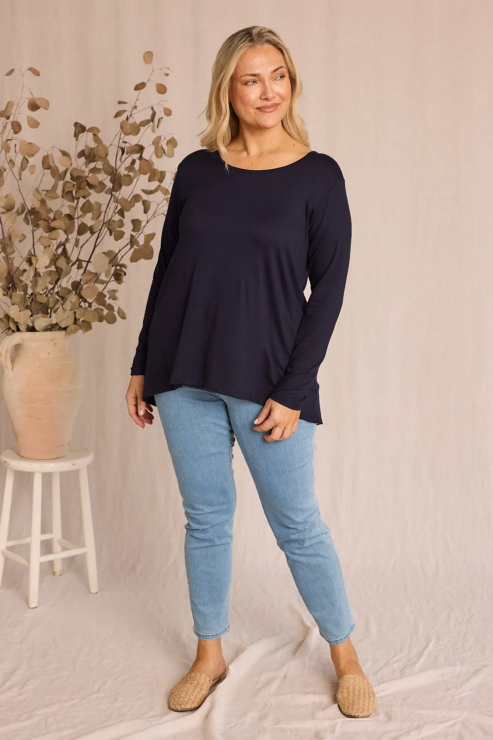Long Sleeve Swing Tee in Navy sold by Adrift product image thumbnail 5