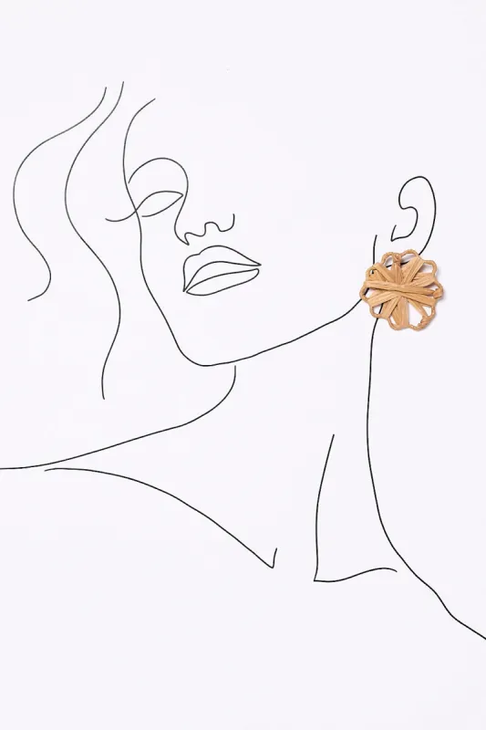 Raffia Woven Flower Earrings in Natural sold by Adrift