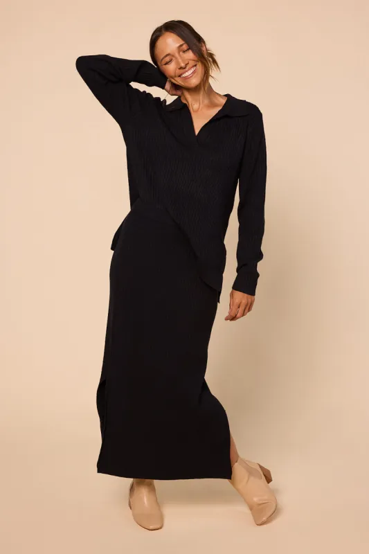 Midi Knitted Skirt in Black sold by Adrift