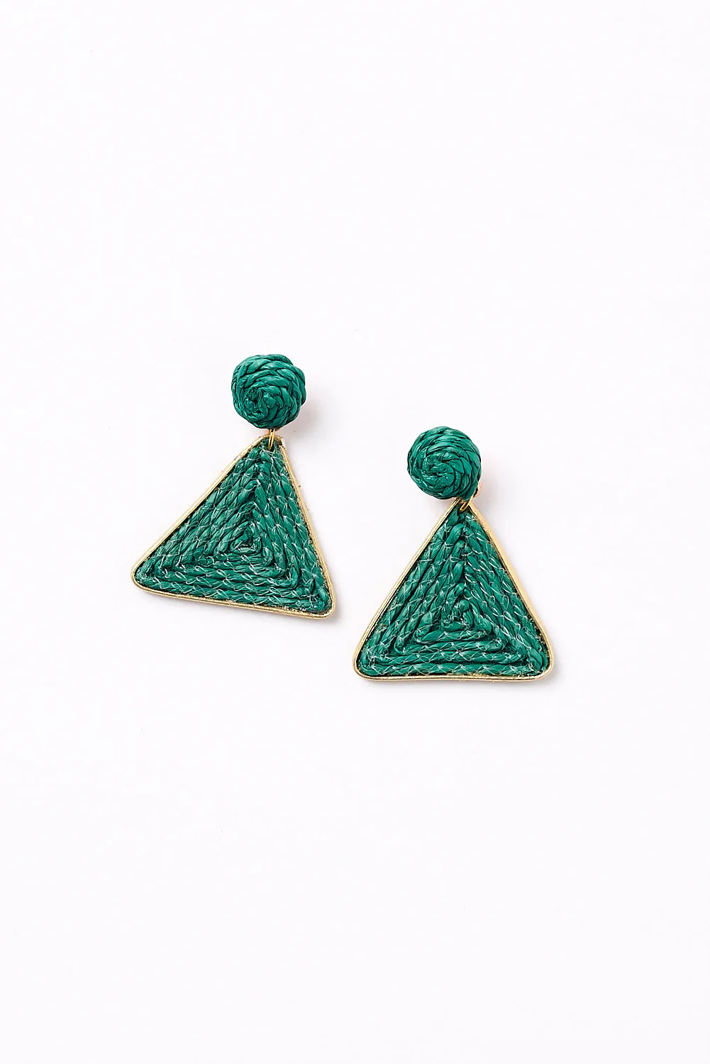 Woven Triangle Earrings in Green sold by Adrift