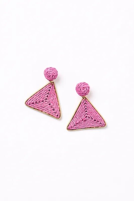 Woven Triangle Earrings in Fuchsia sold by Adrift
