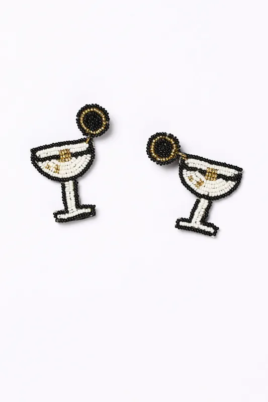 Martini Beaded Earrings in Black and White sold by Adrift