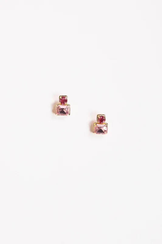 Rectangle Frame Earrings in Pink sold by Adrift