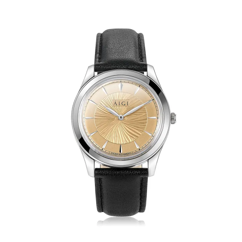 POLAR DAY 38MM - BLACK LEATHER sold by Aigi Time