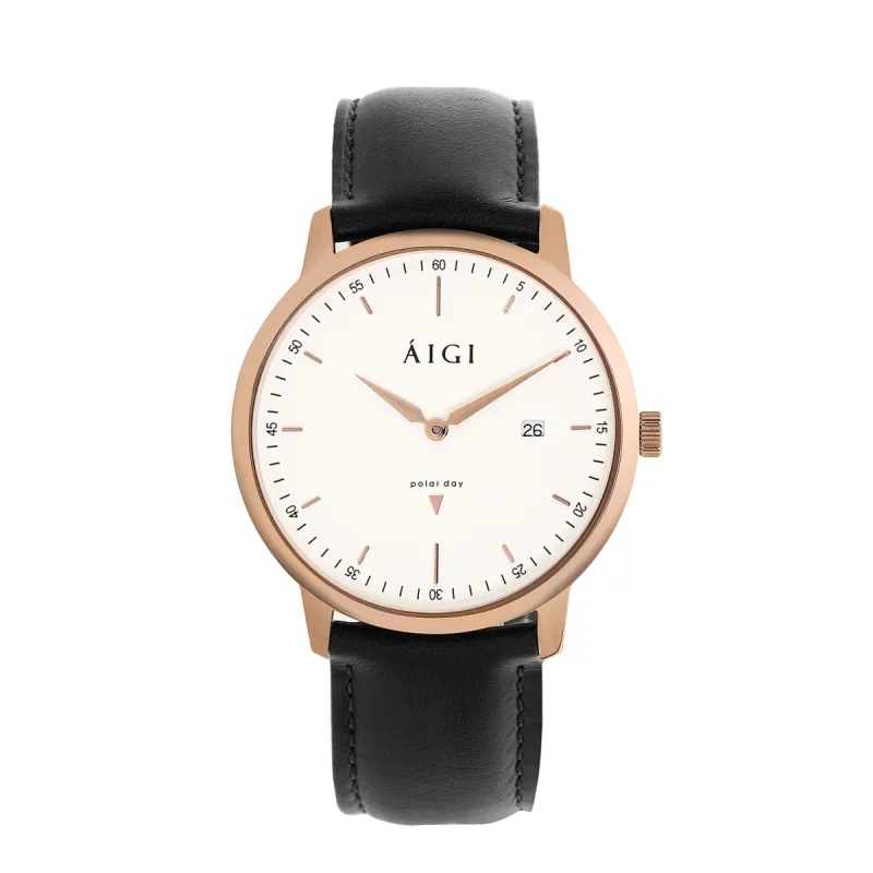 POLAR DAY 40MM - BLACK LEATHER sold by Aigi Time