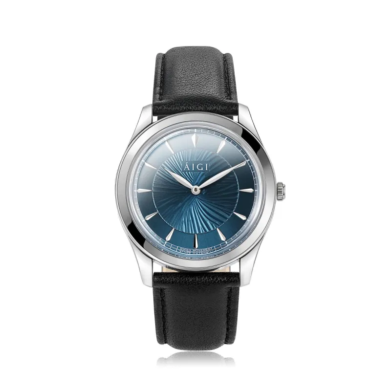 NORTHERN LIGHTS 38MM - BLACK LEATHER sold by Aigi Time