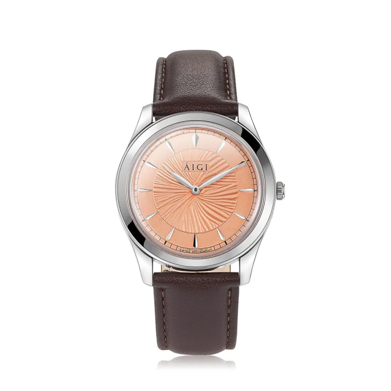 MIDNIGHT SUN 38MM - BROWN LEATHER sold by Aigi Time