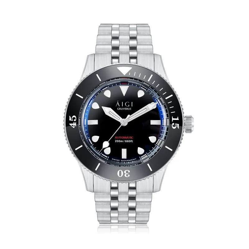 Gruvebus Black Automatic Dive Watch sold by Aigi Time