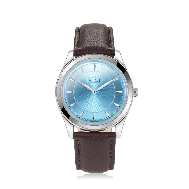 POLAR BLUE 38MM - BROWN LEATHER sold by Aigi Time