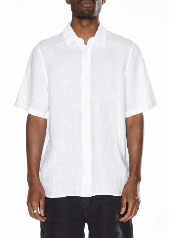 Short Sleeve Linen Shirt in White sold by Albam Clothing