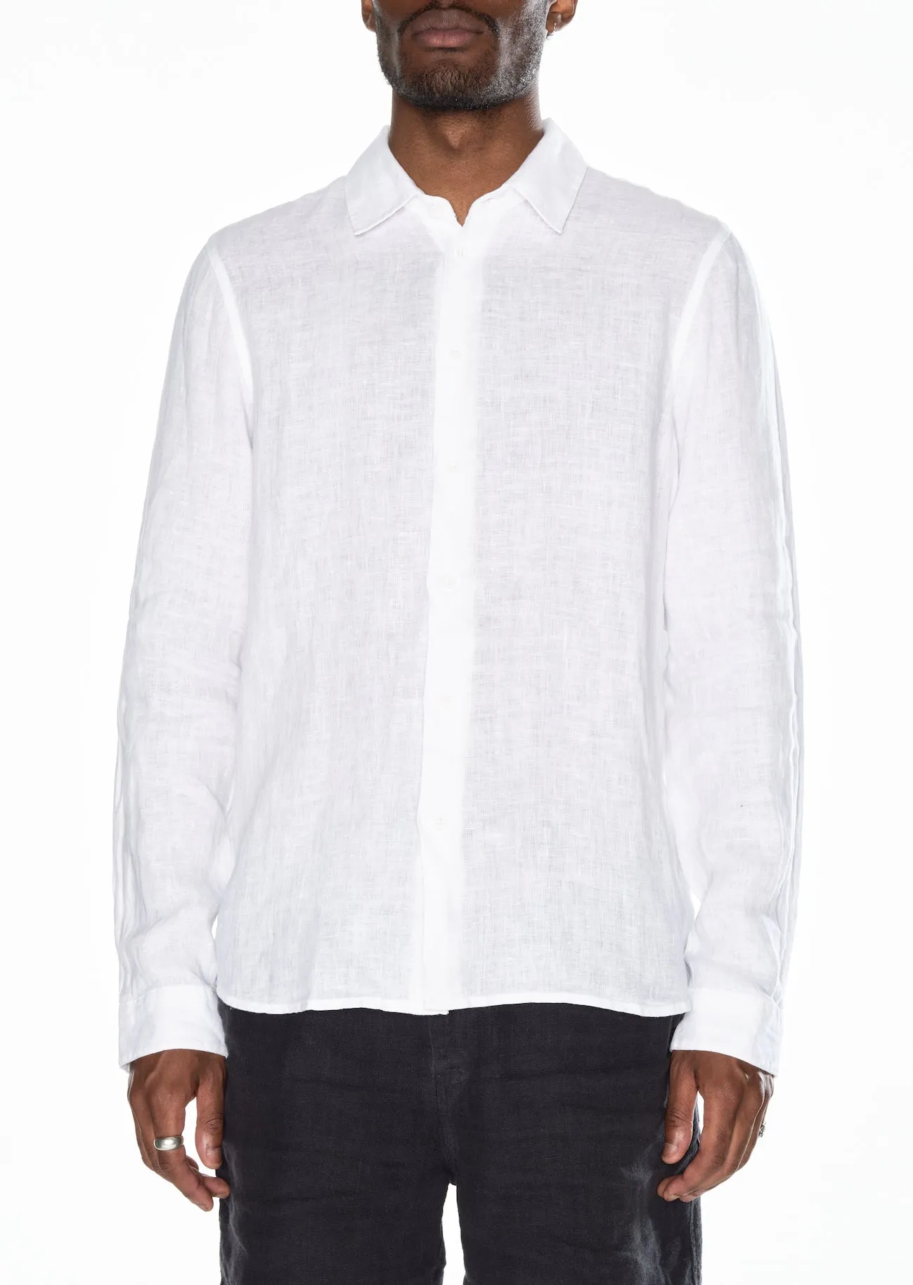 Long Sleeve Linen Shirt in White sold by Albam Clothing