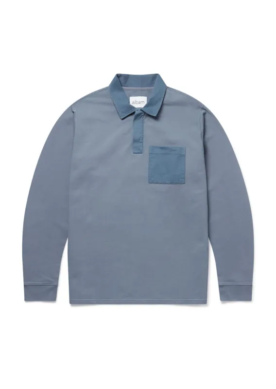 Pique Ls Polo Shirt in Anthracite sold by Albam Clothing