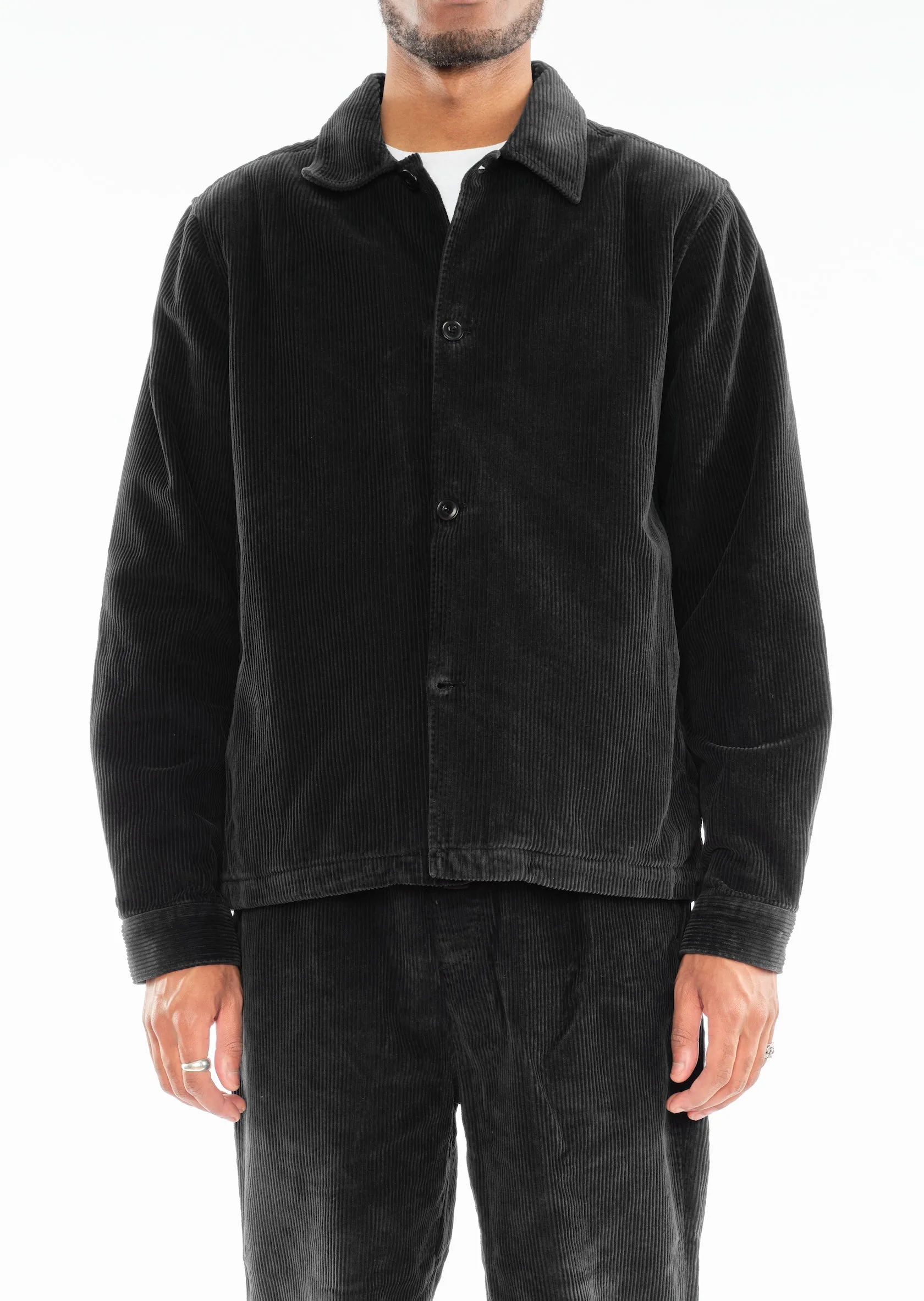 Chore Cord Jacket in Washed Black sold by Albam Clothing