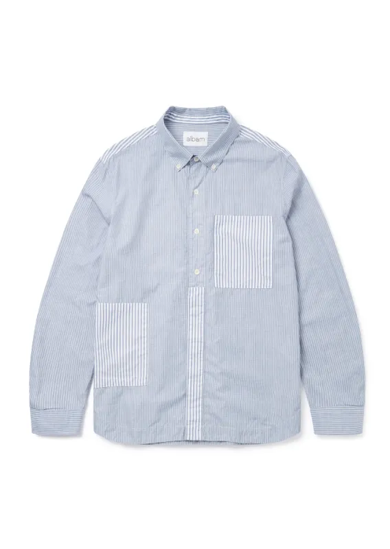 Stripe Cut & Sew Shirt in Navy sold by Albam Clothing