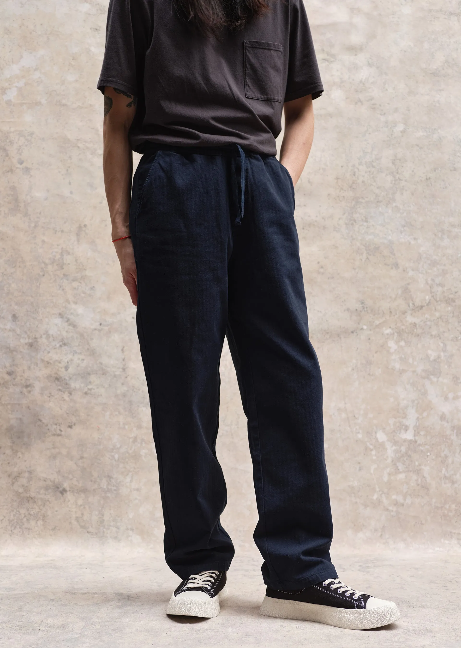 Herringbone Drawstring Trouser in Dark Navy sold by Albam Clothing product image thumbnail 4