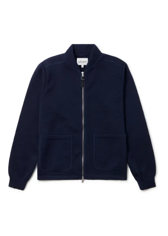 Milano Zip Through Jacket in Navy sold by Albam Clothing