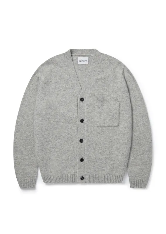 Boiled Wool Cardigan in Grey Marl sold by Albam Clothing