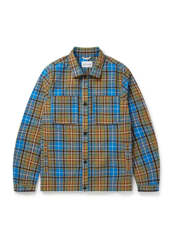 Tartan Flannel Overshirt in Blue sold by Albam Clothing