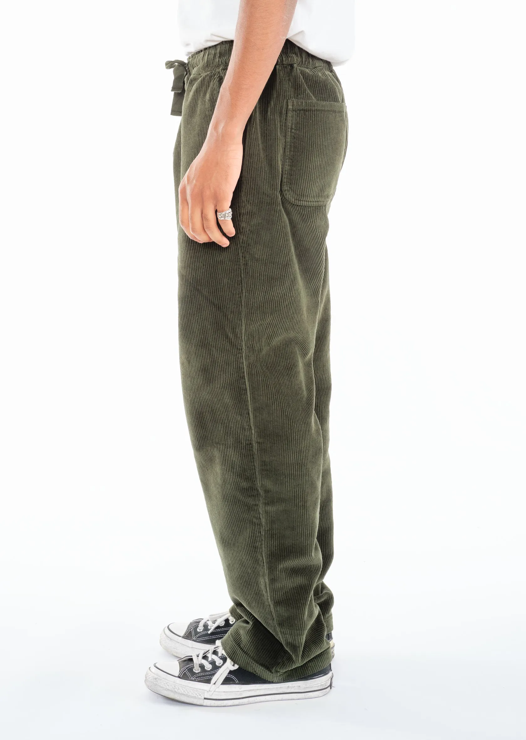 Simple Cord Drawstring Trouser in Washed Green sold by Albam Clothing product image thumbnail 3