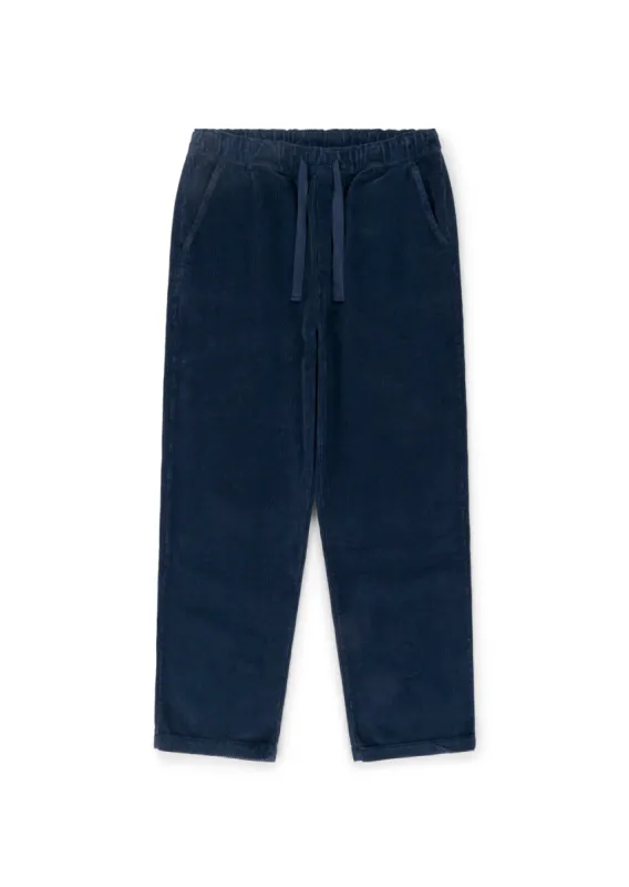 Simple Cord Drawstring Trouser in Washed Navy sold by Albam Clothing