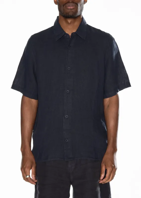 Short Sleeve Linen Shirt in Navy sold by Albam Clothing