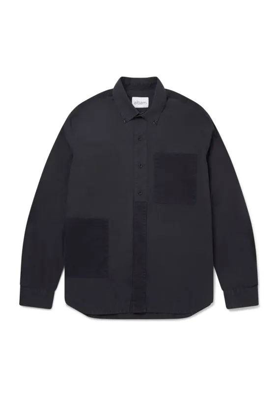Patchwork LS Shirt in Charcoal sold by Albam Clothing