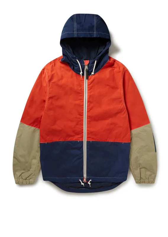 Zip Through Cagoule in Navy/Orange sold by Albam Clothing
