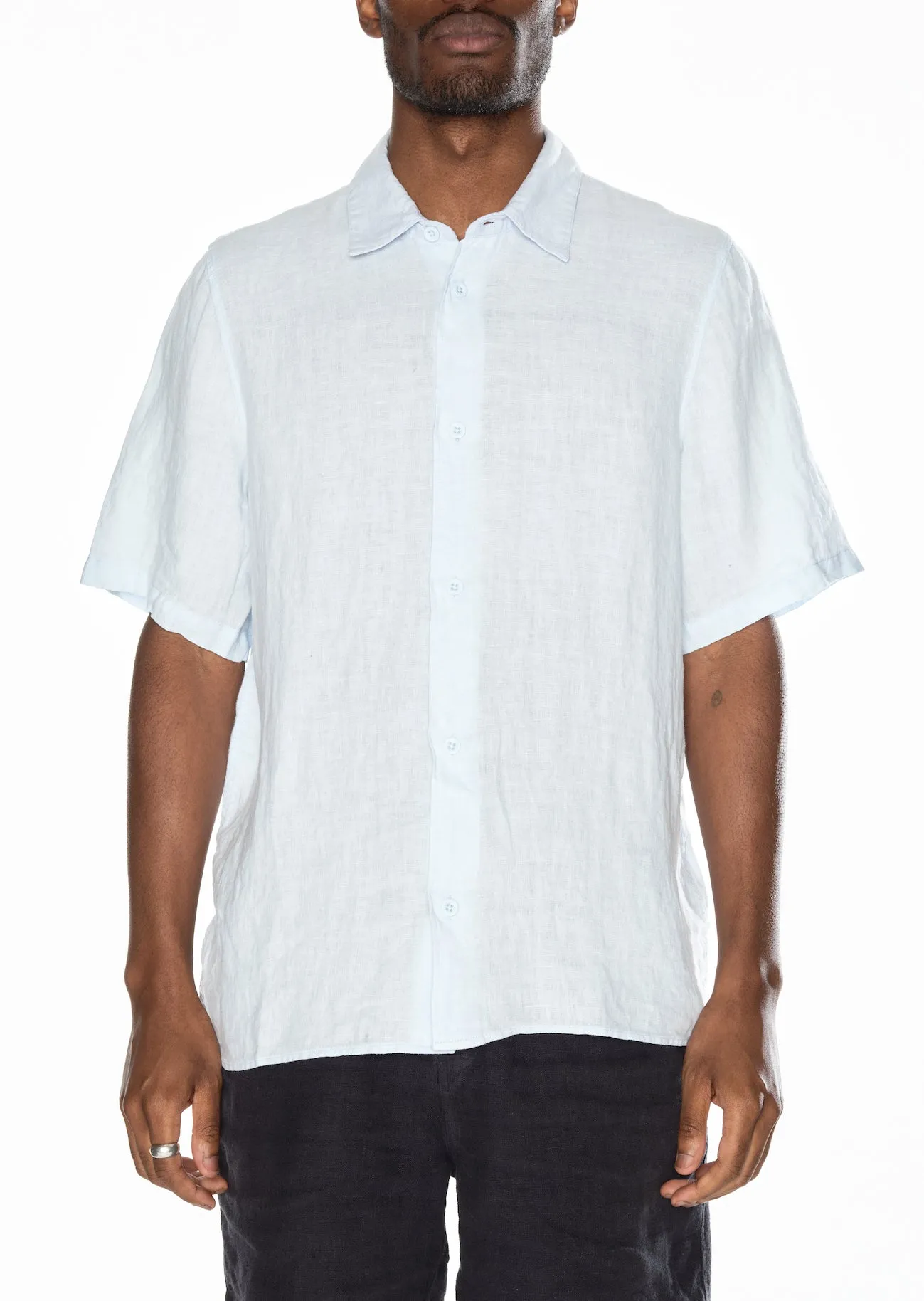 Short Sleeve Linen Shirt in Light Blue sold by Albam Clothing