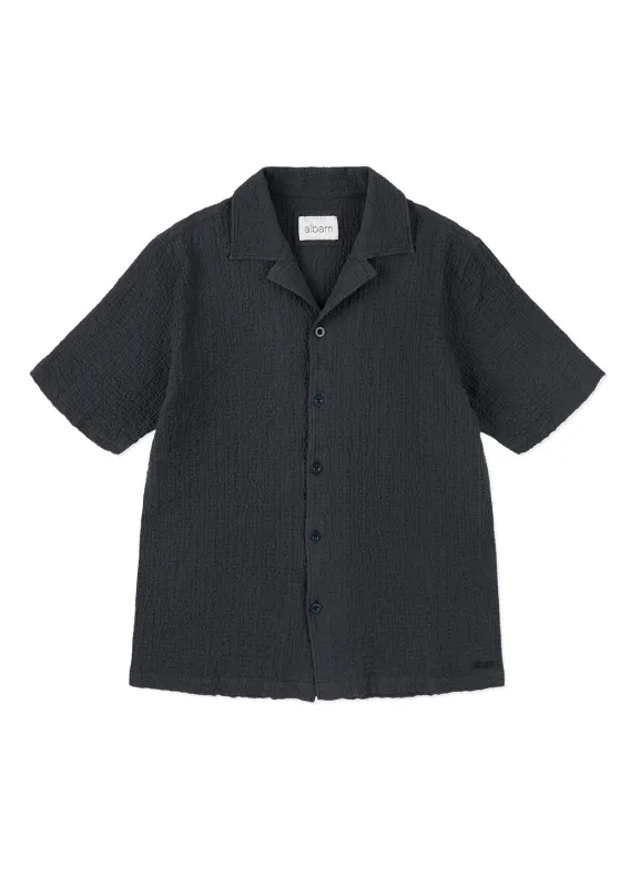 Seersucker Fenton Shirt in Black sold by Albam Clothing
