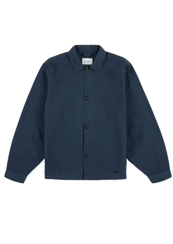 Seersucker Modern Overshirt in Dark Navy sold by Albam Clothing