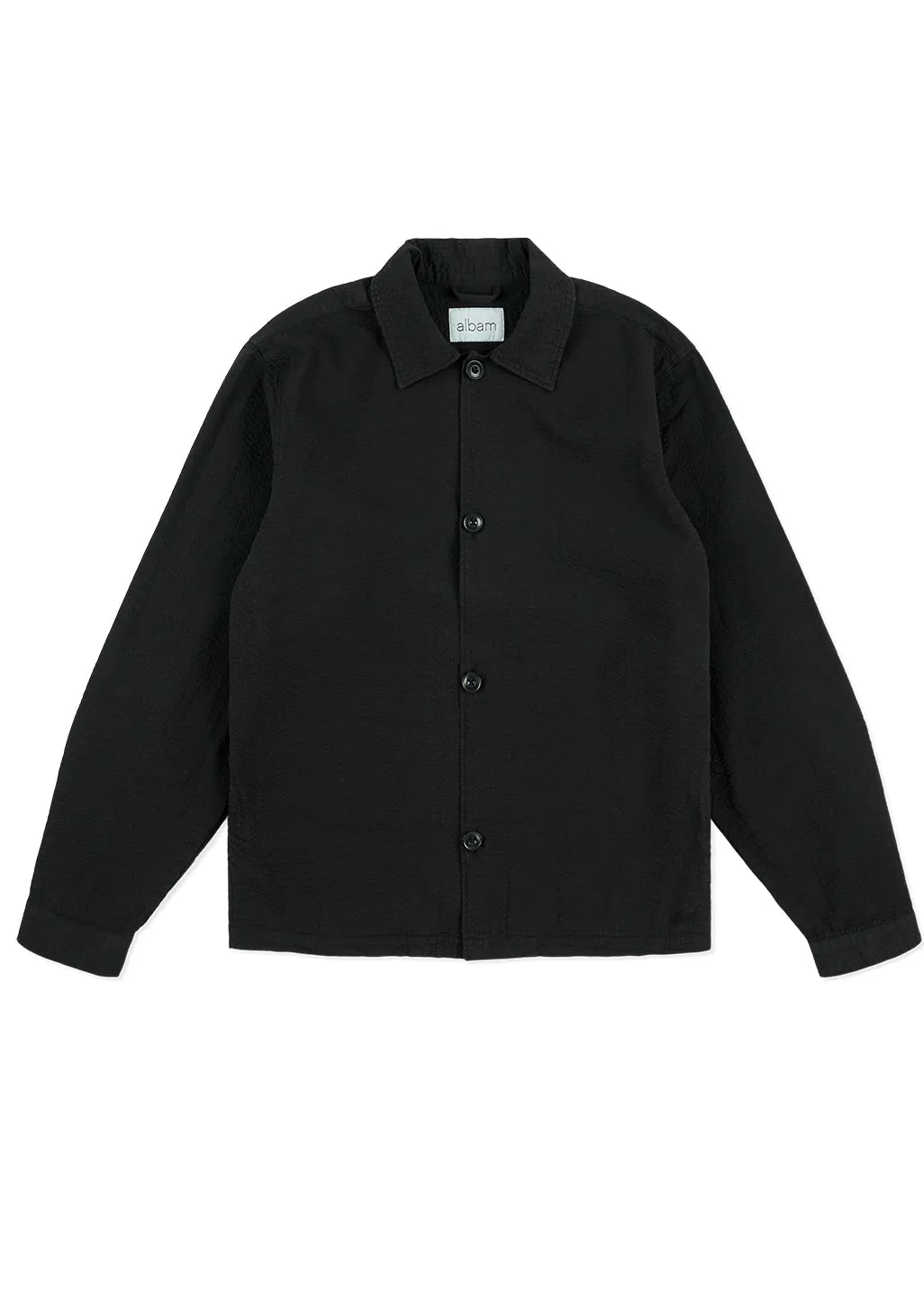 Seersucker Modern Overshirt in Black sold by Albam Clothing