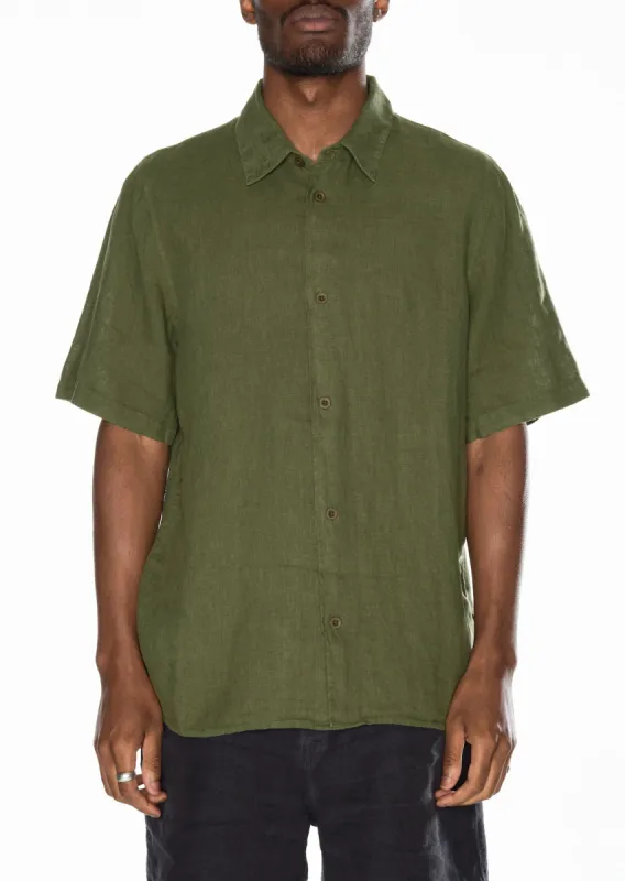 Short Sleeve Linen Shirt in Khaki sold by Albam Clothing