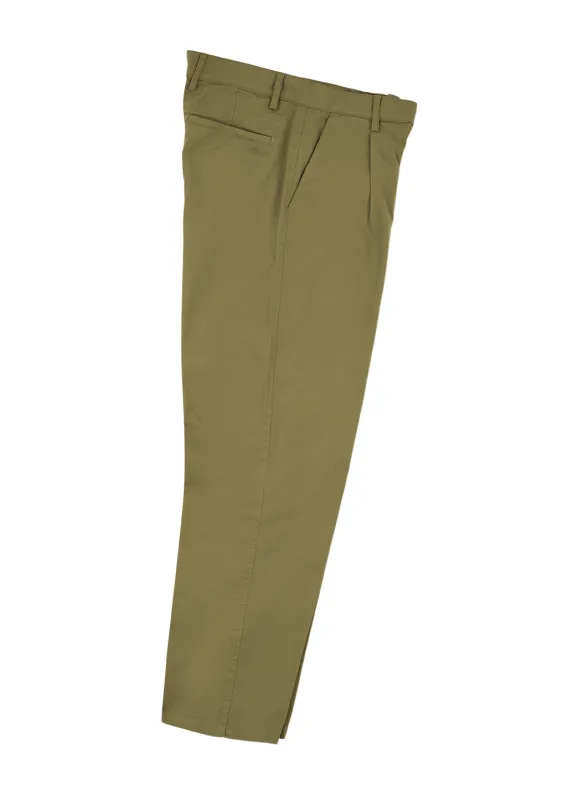 Kent Cotton Pleat Trouser in Khaki sold by Albam Clothing