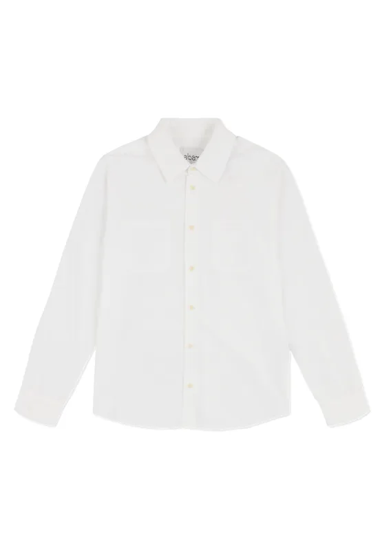 Filey LS Poplin Shirt in White sold by Albam Clothing